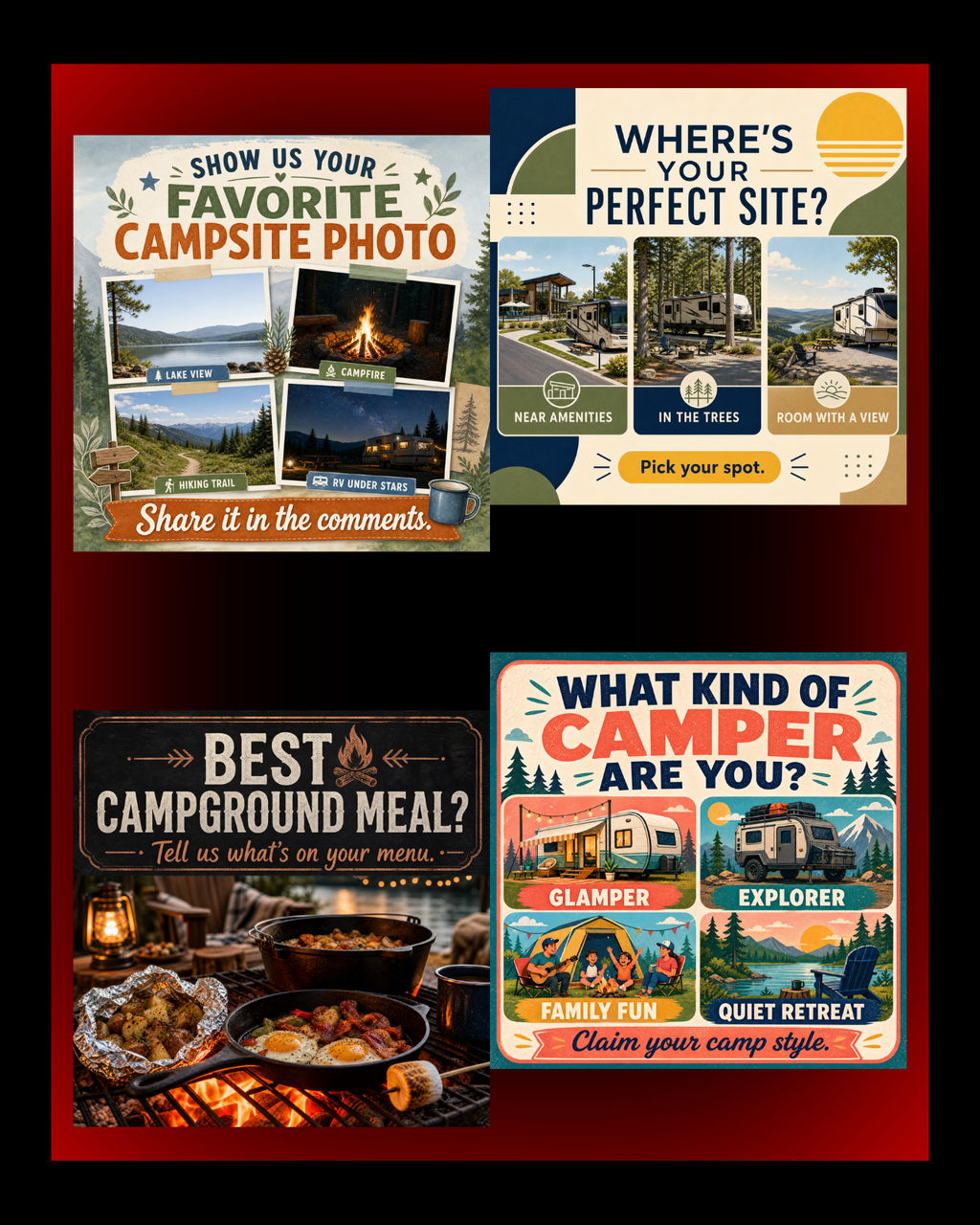 40 Posts - RV & Campground Social Media Engagement Graphics Pack (1920x1920px) 20b