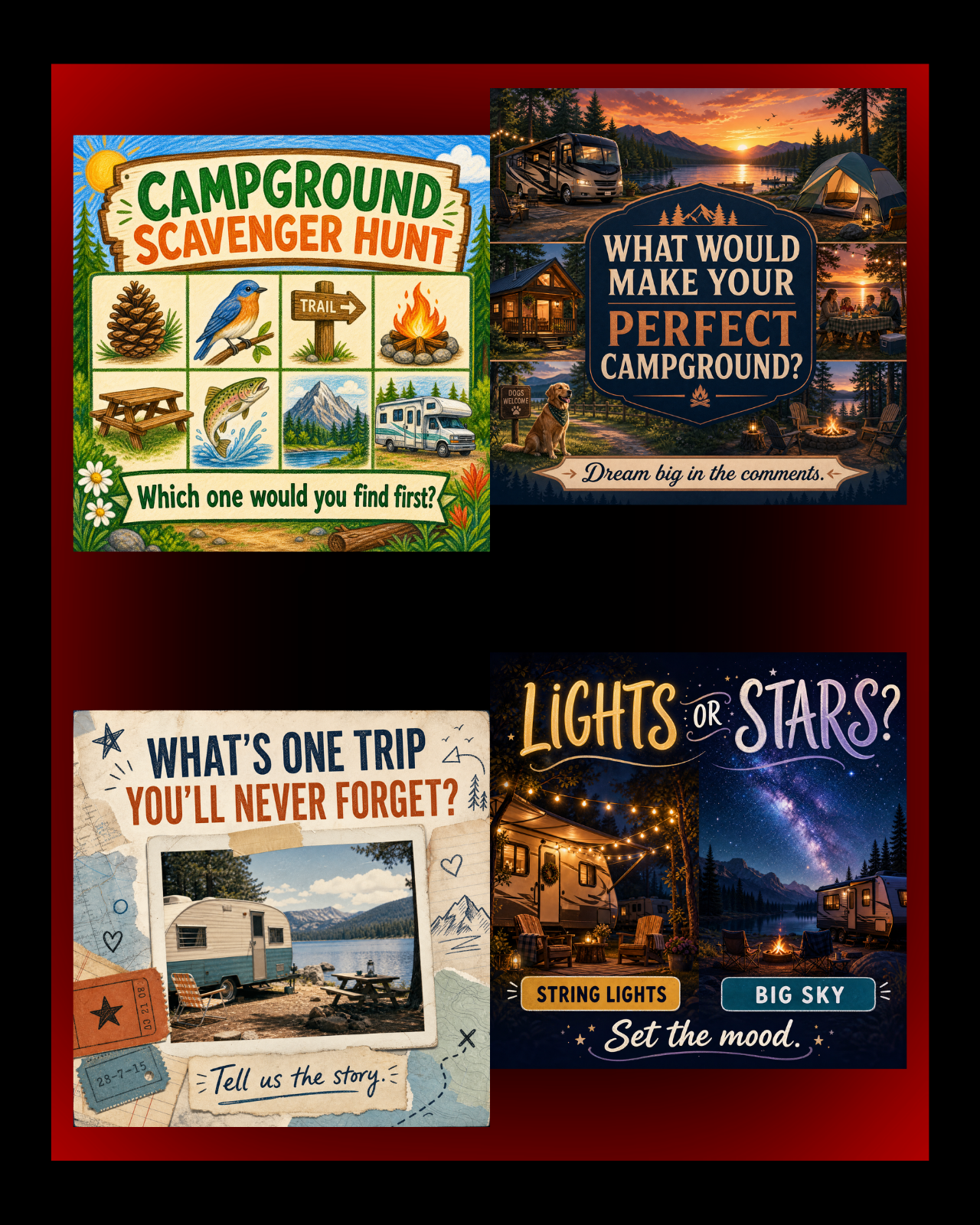 40 Posts - RV & Campground Social Media Engagement Graphics Pack (1920x1920px) 20c
