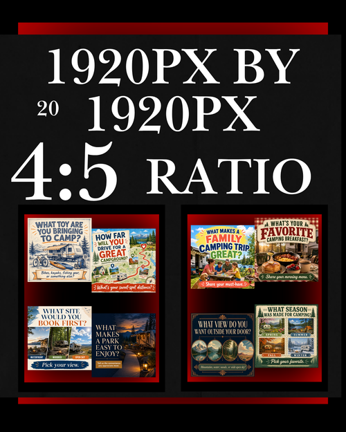 160 Post Mega Pack - RV & Campground Social Media Engagement Graphics Pack (1920x1920px)