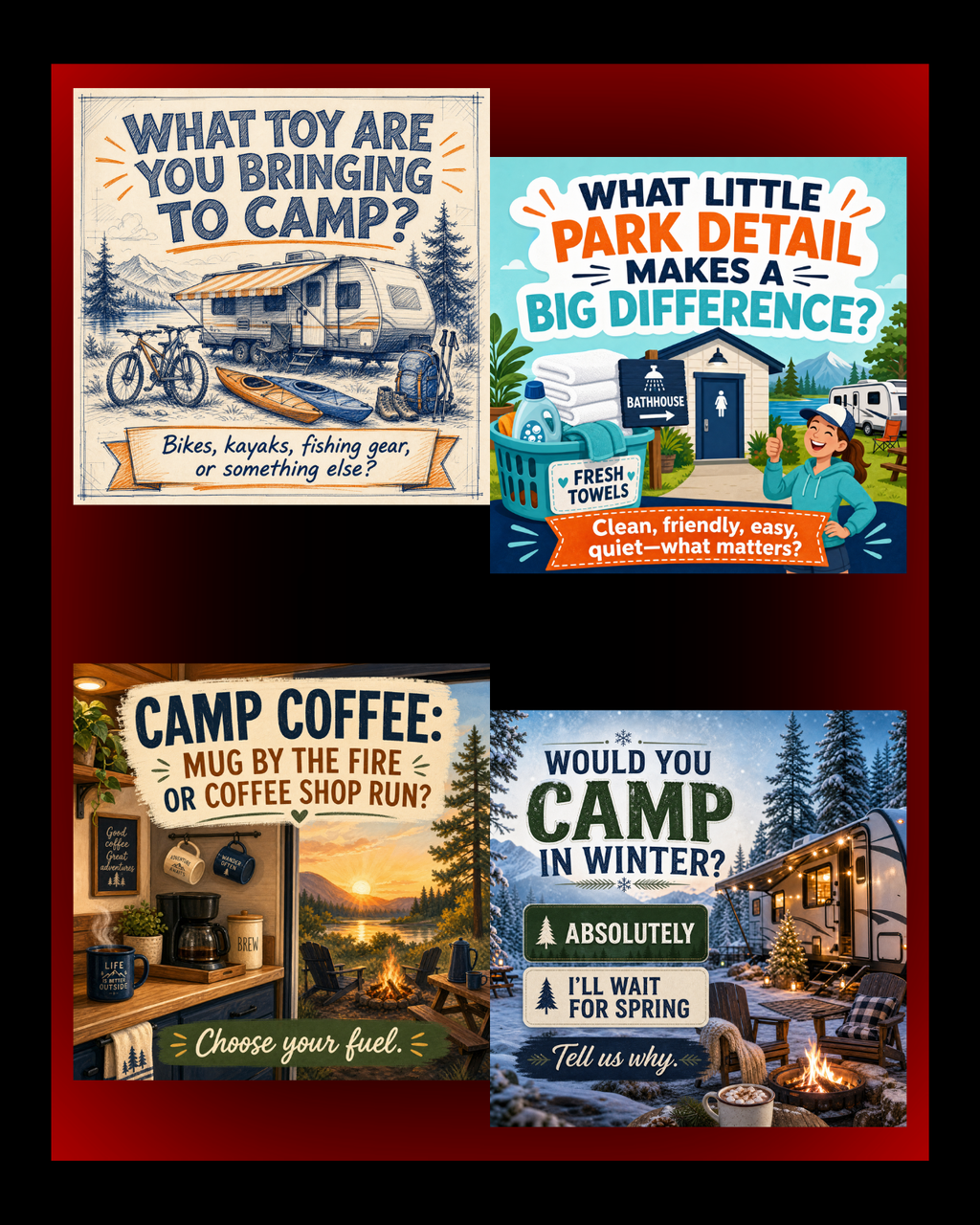 40 Posts - RV & Campground Social Media Engagement Graphics Pack (1920x1920px) 20a
