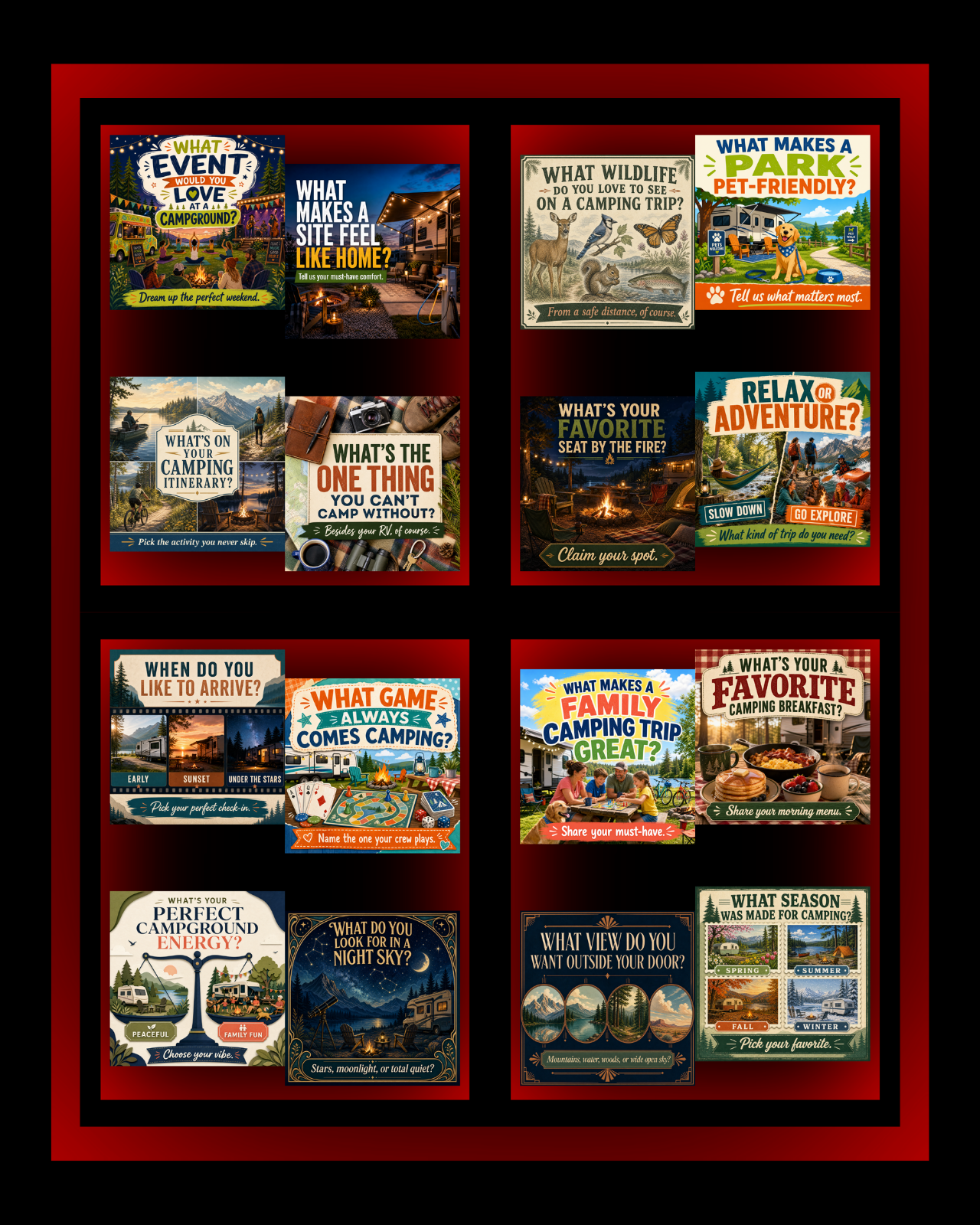 160 Post Mega Pack - RV & Campground Social Media Engagement Graphics Pack (1920x1920px)