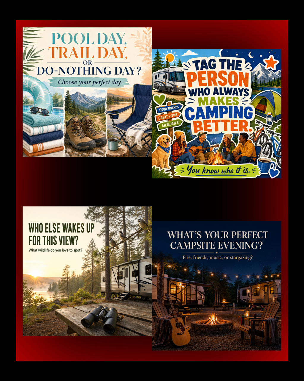 40 Posts - RV & Campground Social Media Engagement Graphics Pack (1920x1920px) 20c