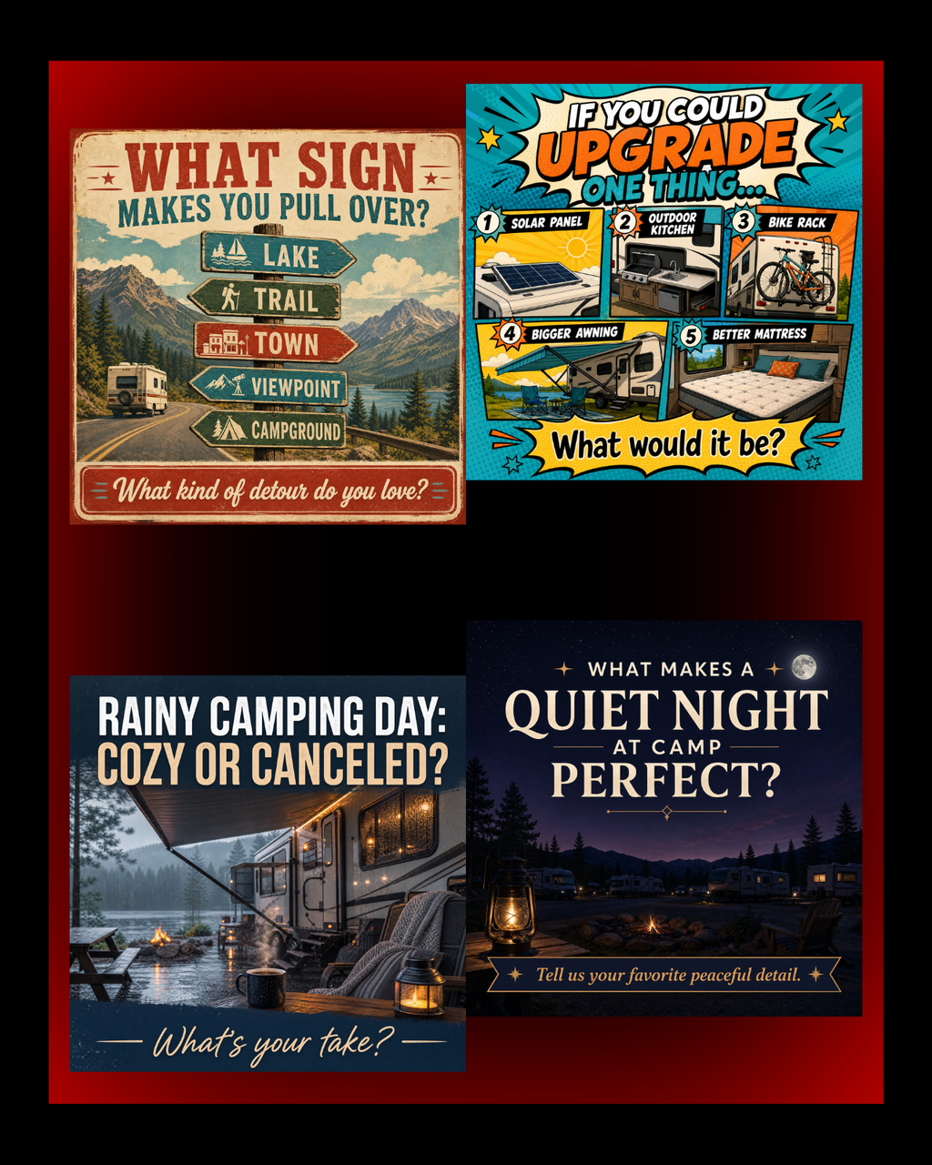 40 Posts - RV & Campground Social Media Engagement Graphics Pack (1920x1920px) 20a