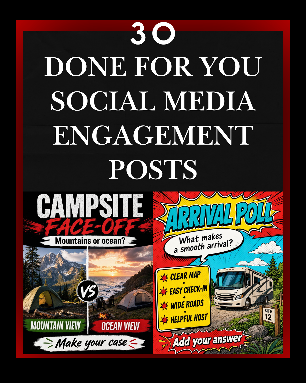 The Ultimate Mobile-First Engagement Pack: 30 Bold 4:5 Social Media Graphics for RV Parks & Campgrounds