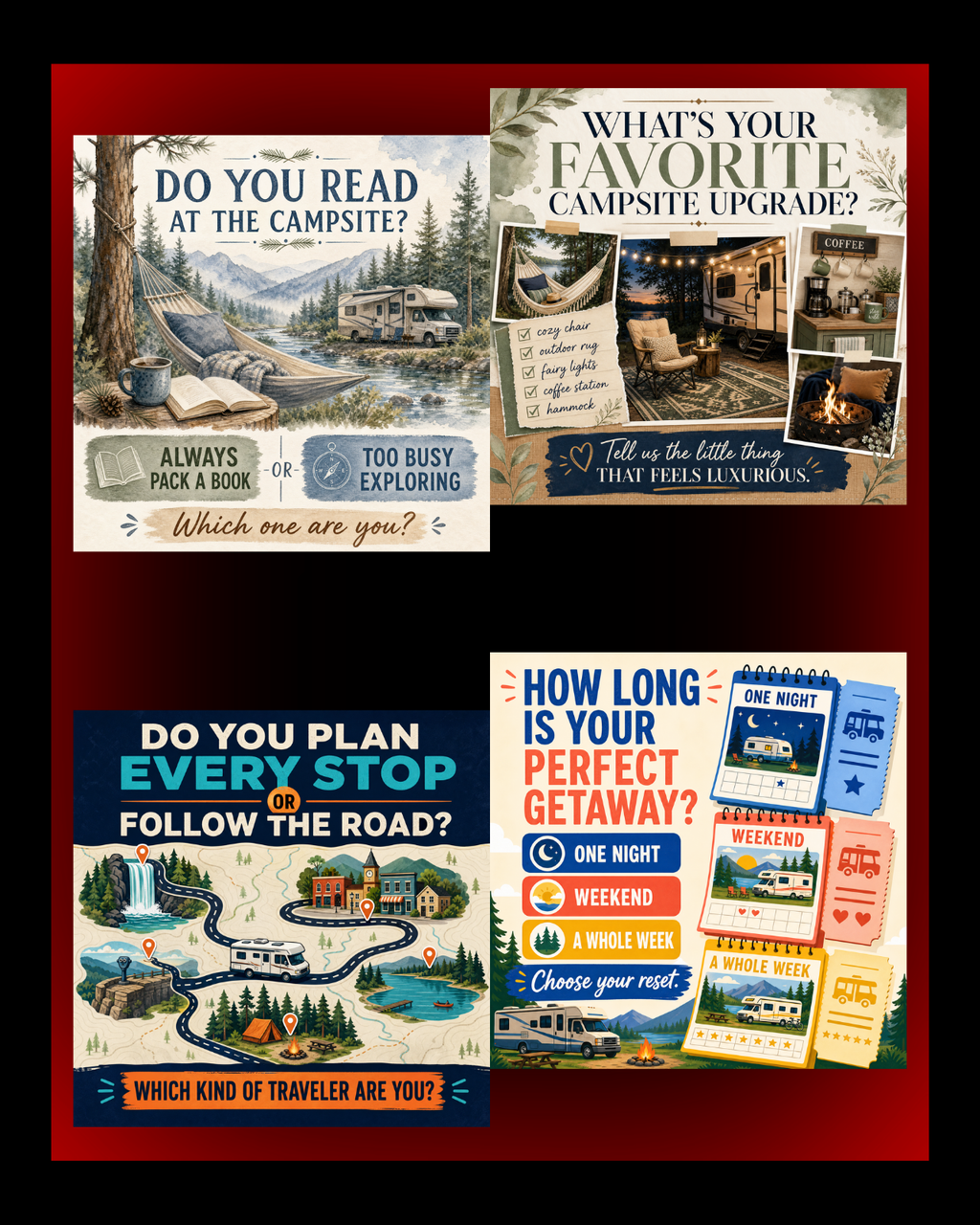 40 Posts - RV & Campground Social Media Engagement Graphics Pack (1920x1920px) 20a