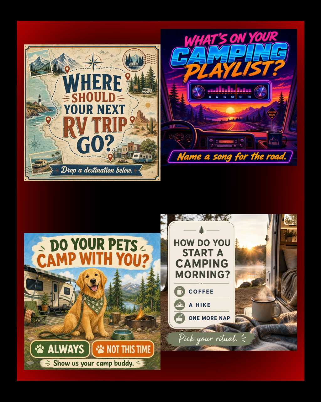 40 Posts - RV & Campground Social Media Engagement Graphics Pack (1920x1920px) 20b