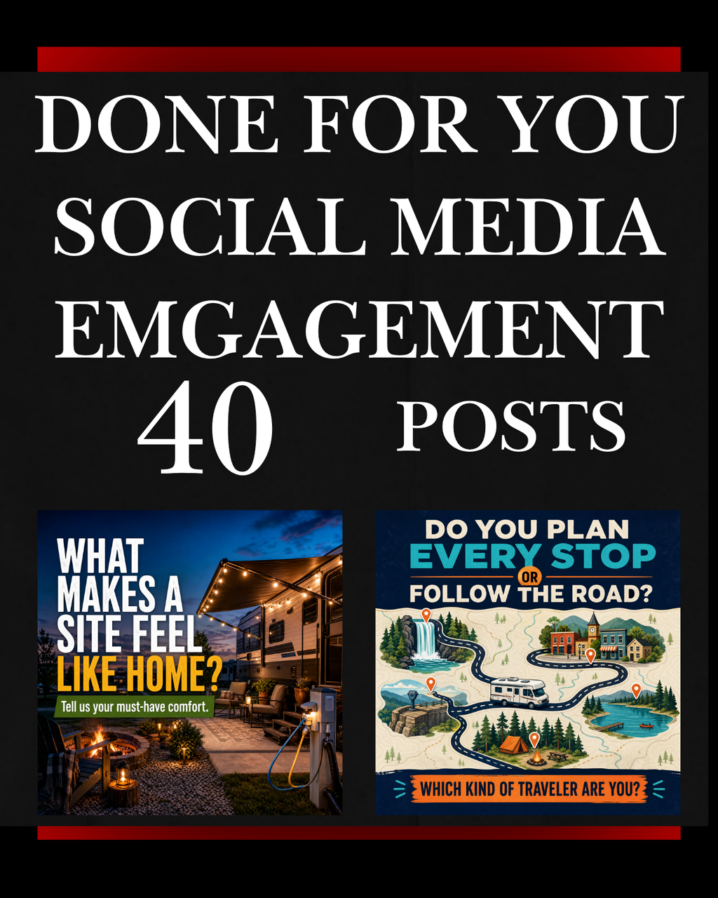 40 Posts - RV & Campground Social Media Engagement Graphics Pack (1920x1920px) 20a